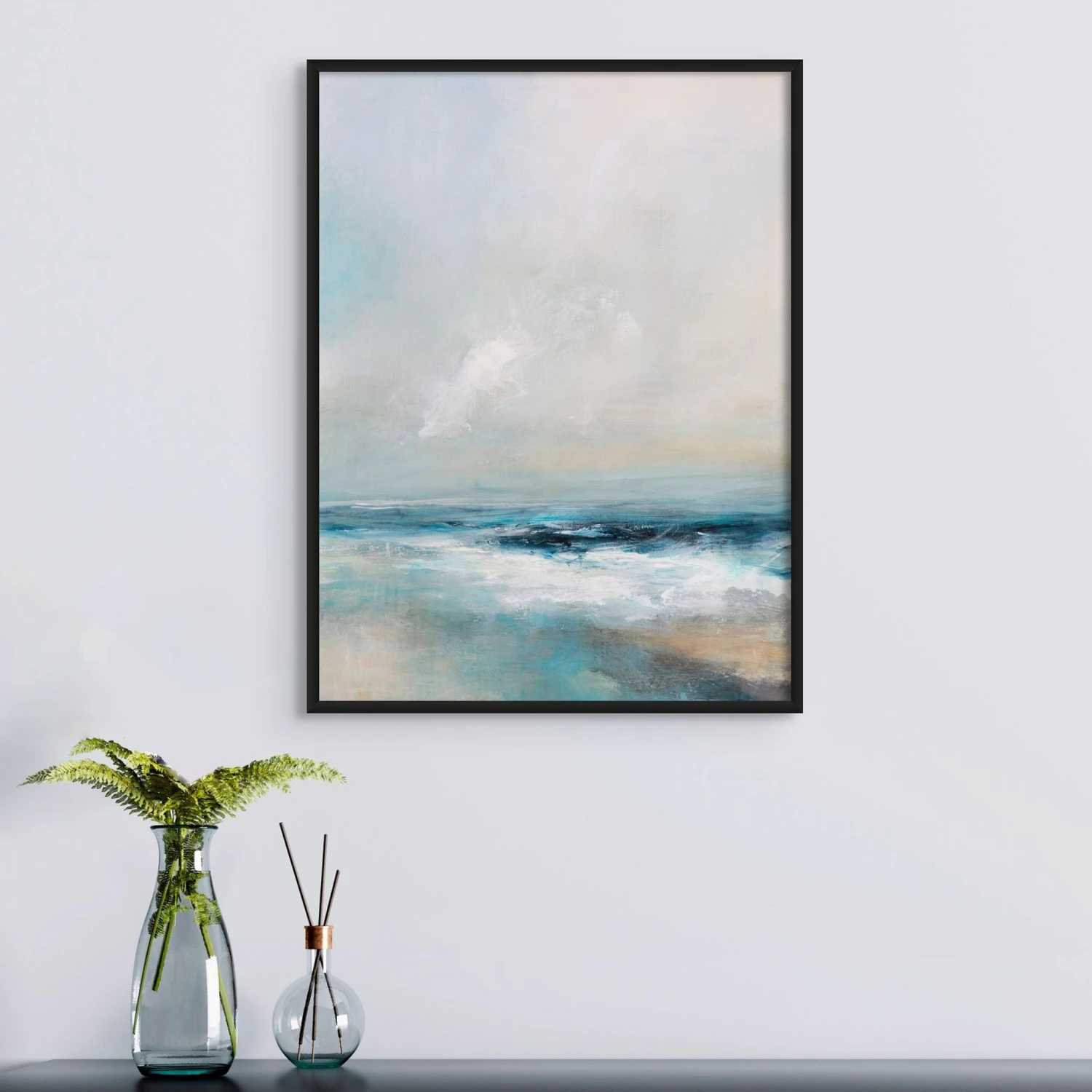Ocean's Embrace Painting | Coastal Visions Sea Print - Framed Canvas Ocean's Embrace Painting | Coastal Visions Sea Print - Framed Canvas -Beach House Art oceanembraceblackframe