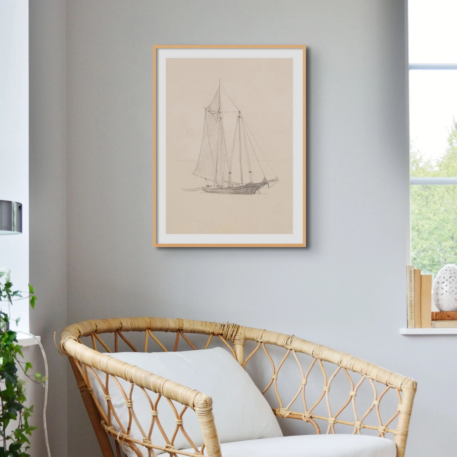 Schooner with Dinghy | Vintage Pencil Boat Wall Art Print - Unframed Schooner With Dinghy | Vintage Pencil Boat Wall Art Print - Unframed -Beach House Art pencilboat a9109537 b5a0 46d8 997a a469173eb512