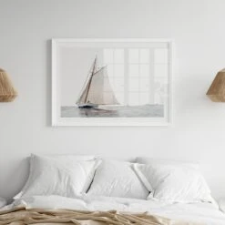 Sailing Yacht Painting | Vintage Watercolour Boat Print - Unframed -Beach House Art sailingschooner