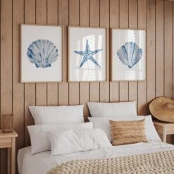 Watercolour Shell Art | Blue Scallop Shell Print - Unframed -Beach House Art scallop fan starfish 50e4a340 6d01 4e1a b035 a20c899e4db8