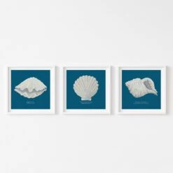 Hand-painted Scallop Shell Art Print | Marine Blue Background - Unframed 7 Hand-painted Scallop Shell Art Print | Marine Blue Background - Unframed -Beach House Art set 3 clam scallop ribbed 39af58df a8a1 4997 9d5a 2af78c05b125 1