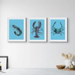 Crab Art Print | Colourful Kitchen Wall Art | Crab Painting On Blue - Unframed 4 Crab Art Print | Colourful Kitchen Wall Art | Crab Painting On Blue - Unframed -Beach House Art shellfishbluex3 2ae0badb 0ae7 4077 b504 d7b83d336684