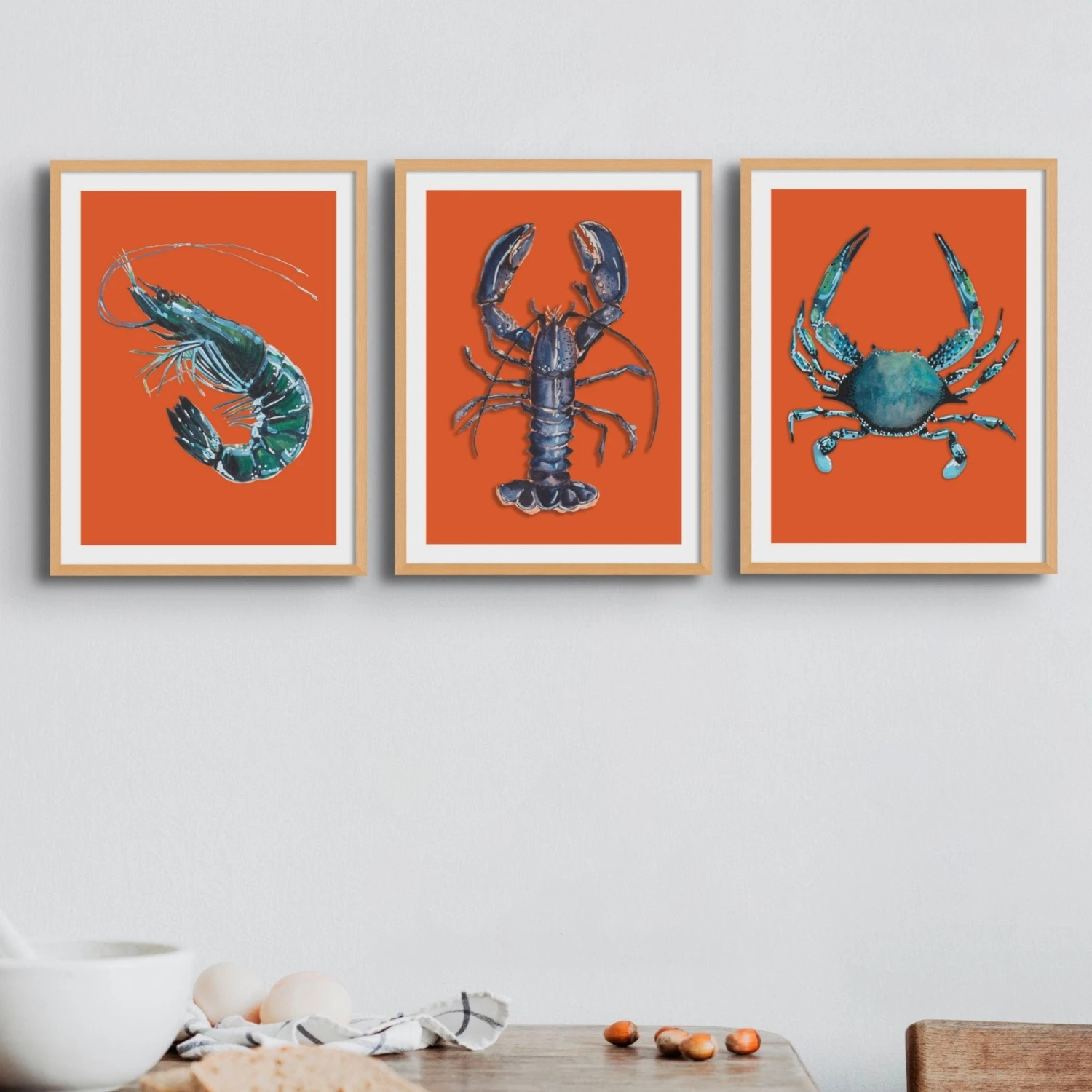 Prawn Print | Shellfish Kitchen Wall Art | Prawn Painting on Orange Background - Unframed Prawn Print | Shellfish Kitchen Wall Art | Prawn Painting On Orange Background - Unframed -Beach House Art shellfishorangex3 6d0957c0 bf2d 4e81 a6a5 190845352359