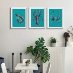 Lobster Print | Shellfish Kitchen Wall Art | Lobster Painting On Green Background - Unframed 4 Lobster Print | Shellfish Kitchen Wall Art | Lobster Painting On Green Background - Unframed -Beach House Art tealshellfishx3 b15d0d5c 51e1 4190 bc2a acf9aa246da2