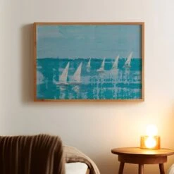 White Sail Regatta | Sailing Painting | Nautical Sailing Regatta Painting - Unframed 4 White Sail Regatta | Sailing Painting | Nautical Sailing Regatta Painting - Unframed -Beach House Art whitesailregattasq