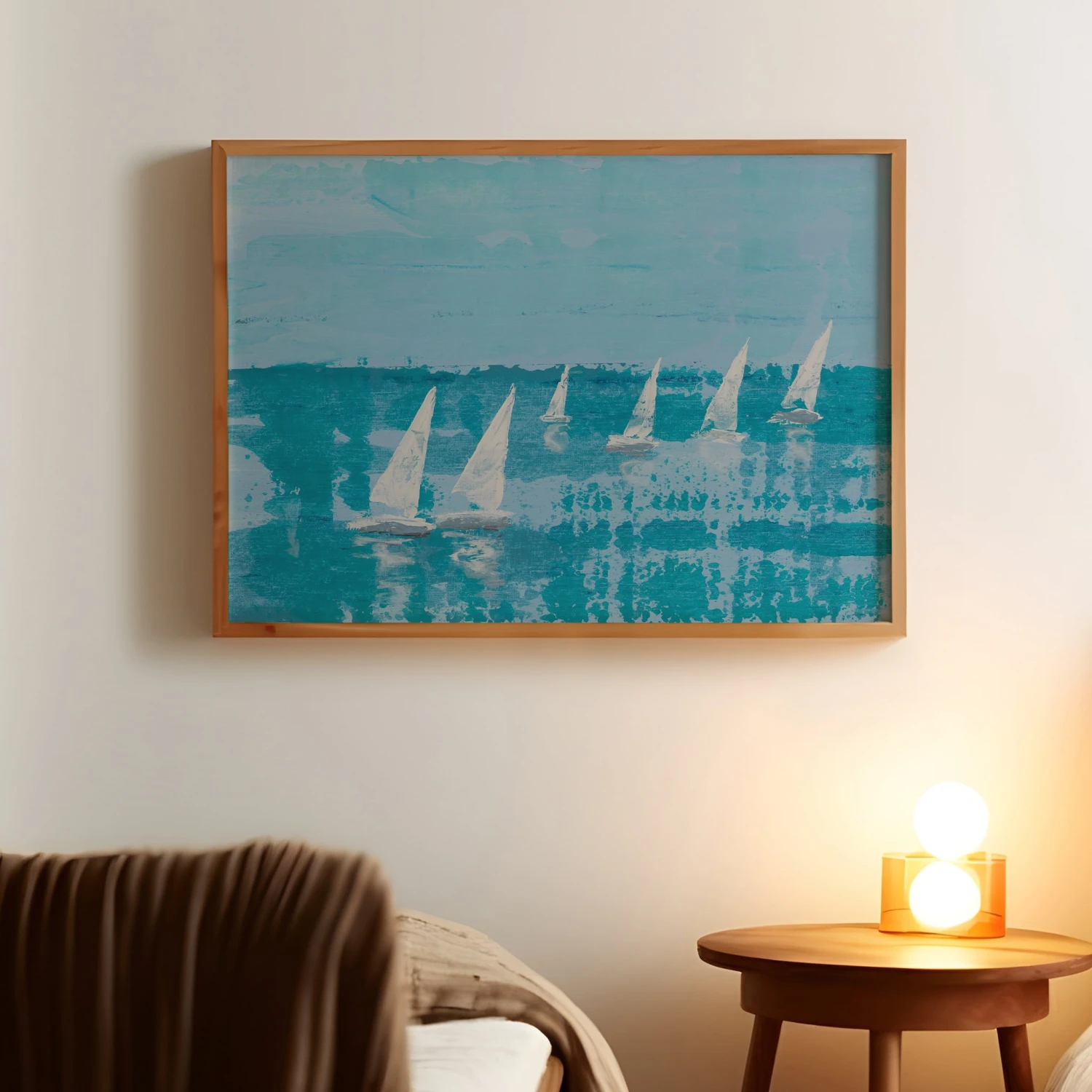White Sail Regatta | Sailing Painting | Nautical Sailing Regatta Painting - Unframed White Sail Regatta | Sailing Painting | Nautical Sailing Regatta Painting - Unframed -Beach House Art whitesailregattasq